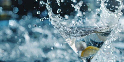 glass of martini with splashes Generative AI - obrazy, fototapety, plakaty