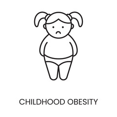 Childhood obesity line icon in vector with editable stroke.