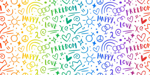 Seamless pattern for pride month. LGBTQ relationships, bisexual and same-sex love concept. 
