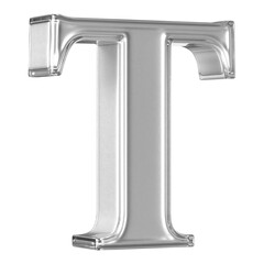 Silver 3D Letter T Font  - Alphabet  3d Render