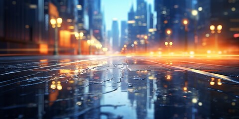 Fototapeta na wymiar rainy day on the city street Generative AI