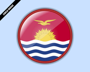 Kiribati flag circle badge, vector design, rounded sign with reflection