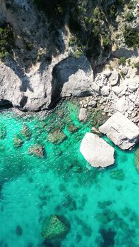 Cala Goloritzé, an azure beach located in the town of Baunei, in the southern part of the Gulf of Orosei, in the Ogliastra region of Sardinia.