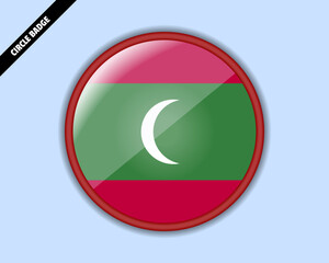 Maldives flag circle badge, vector design, rounded sign with reflection