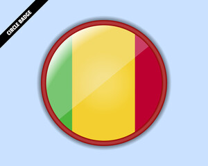 Fototapeta premium Mali flag circle badge, vector design, rounded sign with reflection