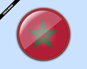 Morocco flag circle badge, vector design, rounded sign with reflection