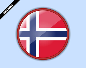 Obraz premium Norway flag circle badge, vector design, rounded sign with reflection