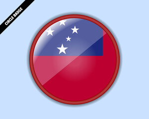 Samoa flag circle badge, vector design, rounded sign with reflection