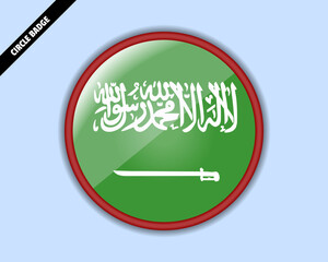 Saudi Arabia flag circle badge, vector design, rounded sign with reflection