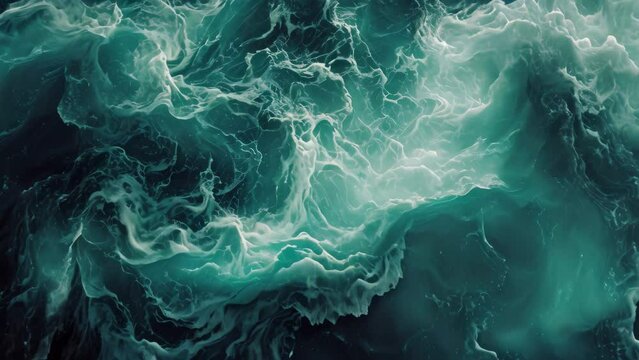 A towering, powerful blue wave crashes and surges in the vast expanse of the open ocean, Abstract representation of ocean waves, AI Generated