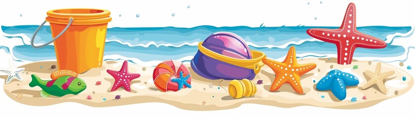 Beach bucket clipart filled with sand toys