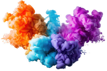 colorful smoke explosion isolated on transparent or white background PNG