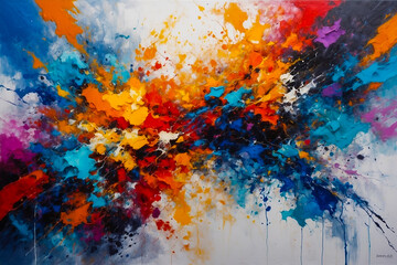 bright colors are splashed on the abstract canvas
