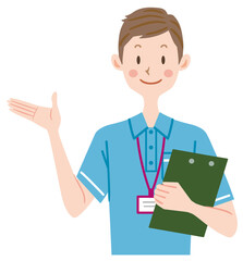 介護士　説明するトレーナー　ケアマネージャー　指導員　