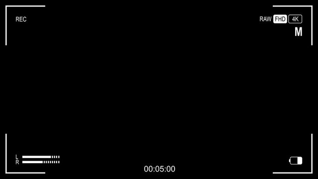 Camera recording screen overlay. Camera viewfinder overlay.  Camcorder overlay.