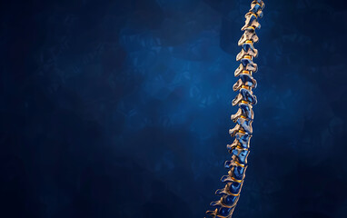 Human Skeleton Spinal Vertebral Column focus on a plain medical background with space for text. generative ai