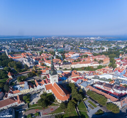 Tallinn City Cityscape. Estonia. Drone Point of View