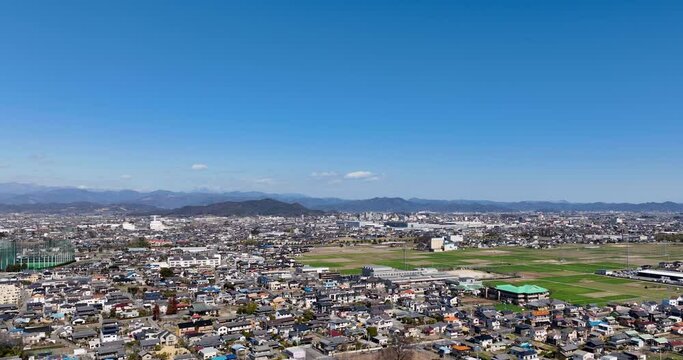 空撮 - 群馬県 太田市 市街地 日本の都市風景 観光 ビジネス 上昇