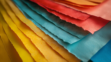 Colorful Textured Paper Sheets: Multicolored Craft Paper Samples with Rough Grain Texture for Craft and Artist Accessories
