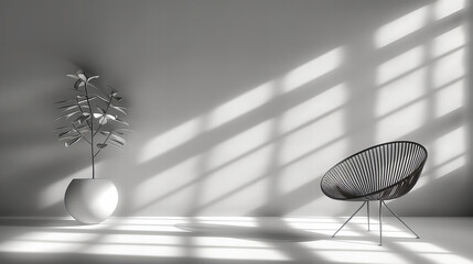 Modern Interior Design with White Walls, Minimalist Furniture, and Bright Natural Light, Comfortable and Stylish Room Decor