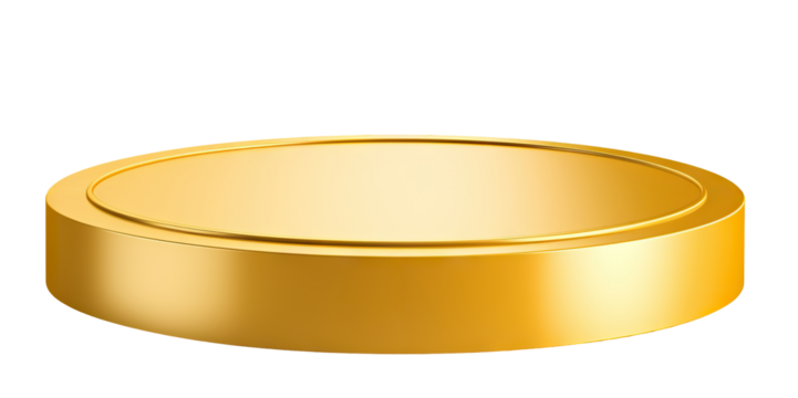 Shiny gold round pedestal display, cut out