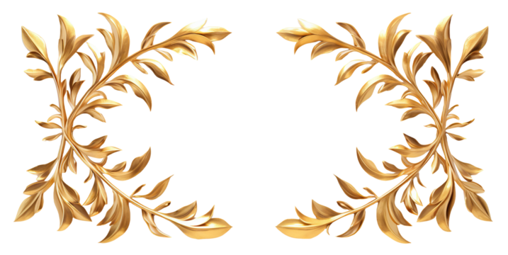 Elegant golden leaf border frame, cut out
