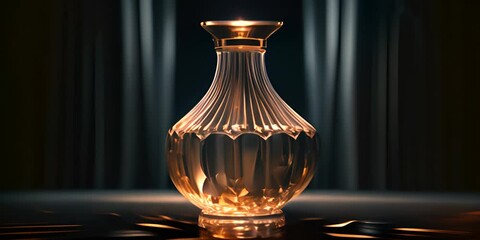 Elegant and modern perfume bottle brilliantly illuminated by natural light, creating an aura of sophistication 4K Video
