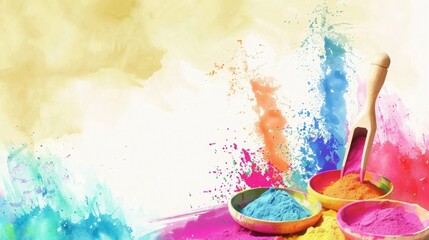 an illustration of hand made background for holi with text space