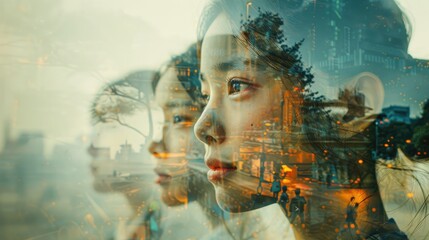 A poignant double exposure captures the bittersweet essence of Teacher's Day, blending images of teachers imparting wisdom with scenes of students embarking on their own educational journeys.