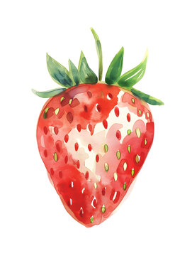 Watercolor strawberry illustration isolated on white