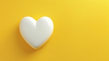 A white heart shape on a bright yellow background.