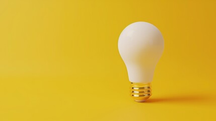 A white light bulb stands against a solid yellow background.