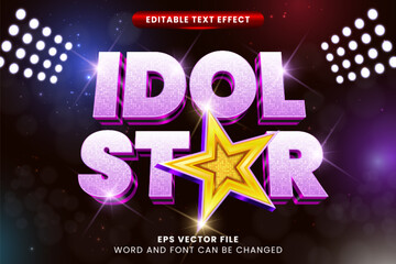 Idol star 3d editable vector text effect. Neon light text style - obrazy, fototapety, plakaty