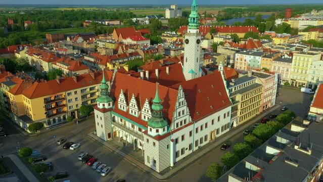 Market Square Brzeg Ratusz Rynek Aerial View Poland