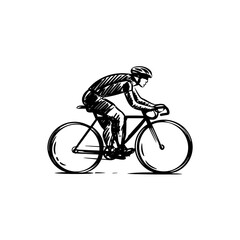 Boy riding a bike. Vector illustration character cartoon boy riding a bike in a helmet and a backpack.	