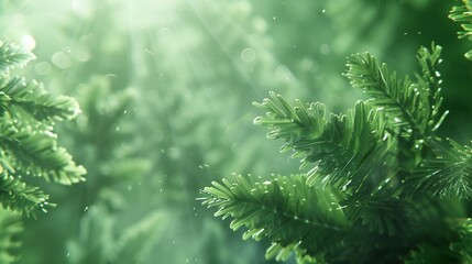 Fototapeta na wymiar Liquid Forest: Serene fir leaves cascade in a graceful fluid dance.