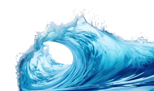 Powerful cresting ocean wave illustrating marine majesty, cut out