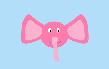 the head of a pink elephant on a blue background