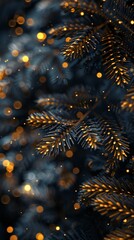 Luminous Leaves: Fir leaves aglow with gold and silver particles illuminate the forest, a magical sight to behold in macro.