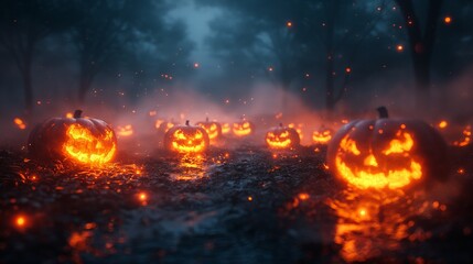 Fototapeta na wymiar Illustrations, Halloween, fire in the night