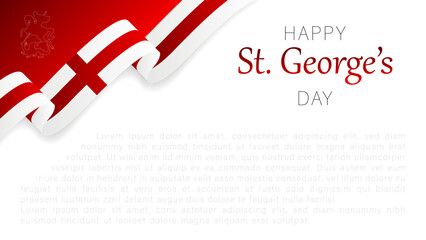 Happy St George Day background!England national day, bent waving ribbons in the colors of the England national flag. - obrazy, fototapety, plakaty