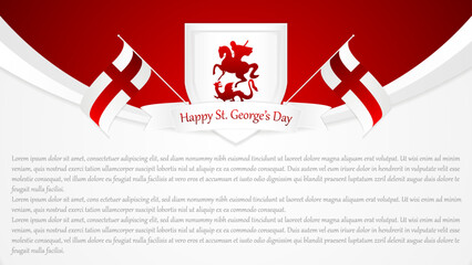 Happy St George Day background!England national day, bent waving ribbons in the colors of the England national flag.