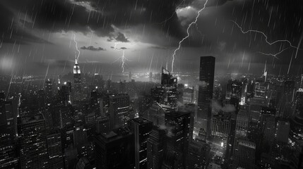 Stormy Night Over Cityscape
