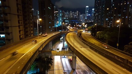 Fototapeta premium Aerial View of Colorful Highway Interchange