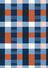 Blue plaid Seamless Hand Drawn pattern. Watercolor Gingham Window pane grid plaid Stripes pattern