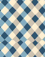 Blue plaid Seamless Hand Drawn pattern. Watercolor Gingham Window pane grid plaid Stripes pattern