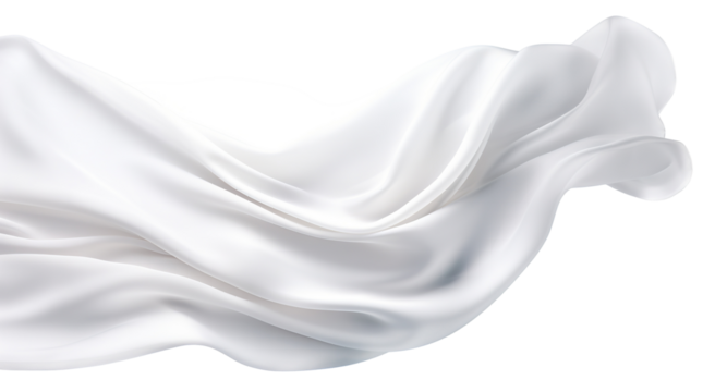 Floating elegant white fabric, cut out