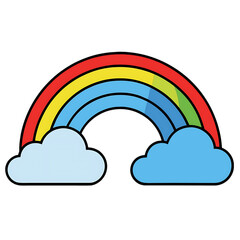 rainbow with a natural blue transparent background