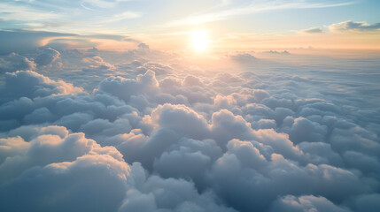 The sky is filled with clouds and the sun is shining through them - Powered by Adobe