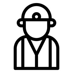 miner outline icon and illustration